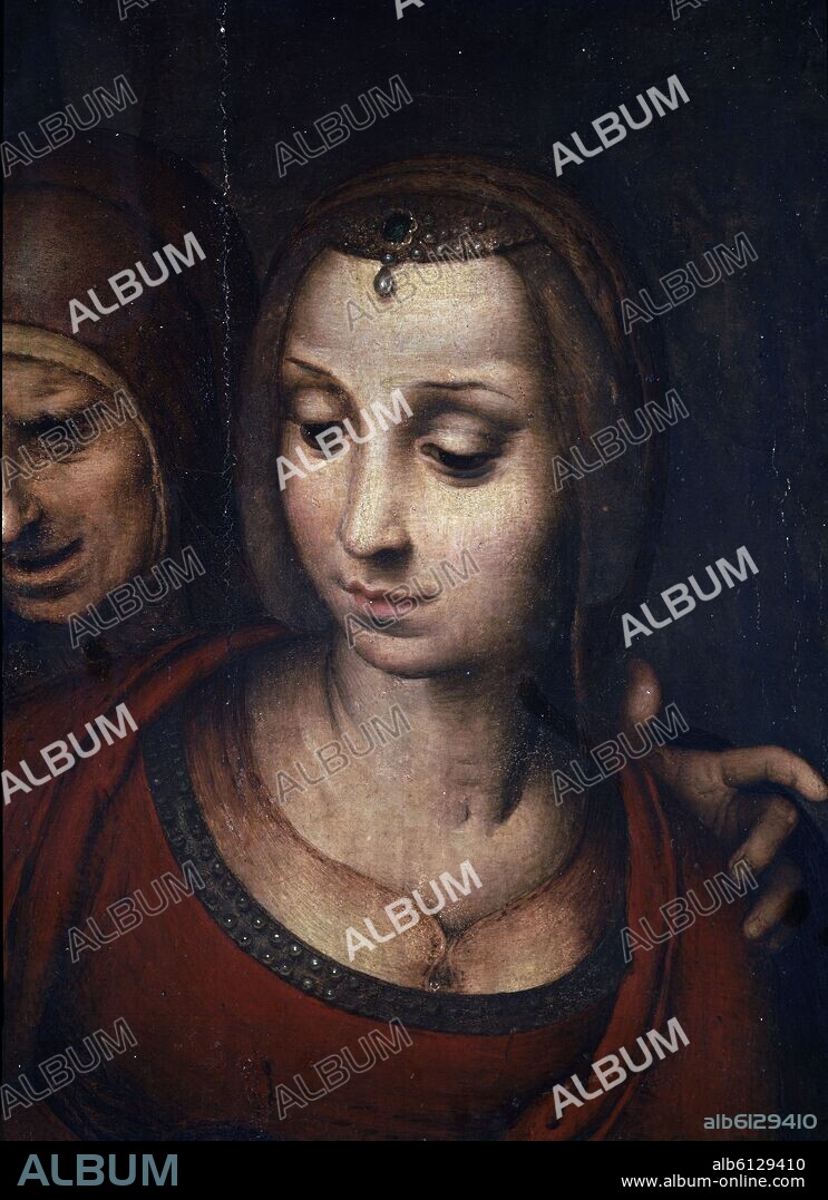 FERNANDO YAÑEZ DE ALMEDINA (1480-1536). 'Saint Anne, the Virgin, Saint Elisabeth, Saint John and the Child Jesus' (detail), 1525-1532, Spanish School, Oil on panel, P02805.