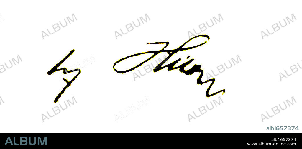 Signature of Adolf Hitler (1889-1945) was an Austrian-born German politician who led the National Socialist German Workers Party. He was Chancellor of Germany (1933-1945) and Fuhrer of Germany (1934-1945).