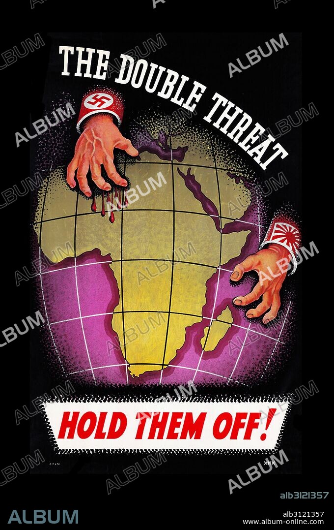 Anti-German and anti-Japanese World War Two propaganda poster. Dated 1944.