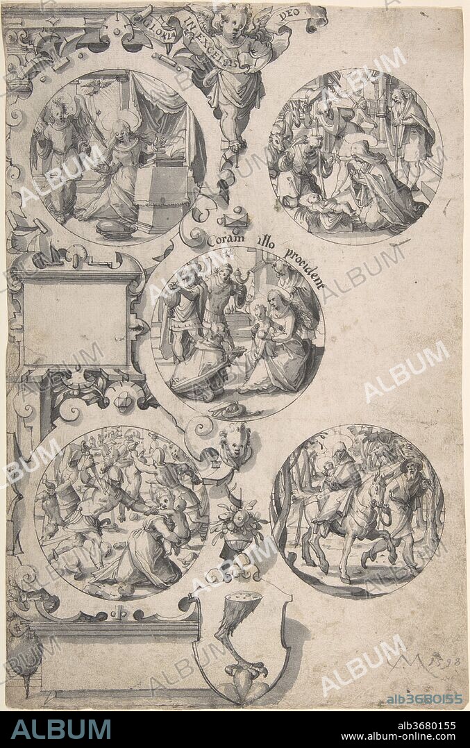 Design for a Painted Glass with Scene from the New Testament. Artist: Christoph Murer (Swiss, Zurich 1558-1614 Winterthur). Dimensions: sheet: 12 9/16 x 8 3/16 in. (31.9 x 20.8 cm). Date: 1598.