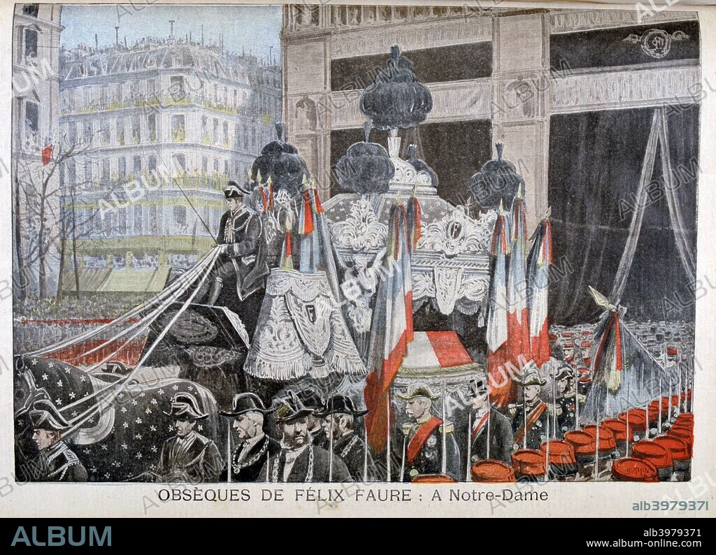 The funeral of President Félix Faure, on 23rd February 1899. Félix Faure (1841-1899) was President of France from 1895 until his death. An illustration from Le Petit Journal, 5th March 1899.