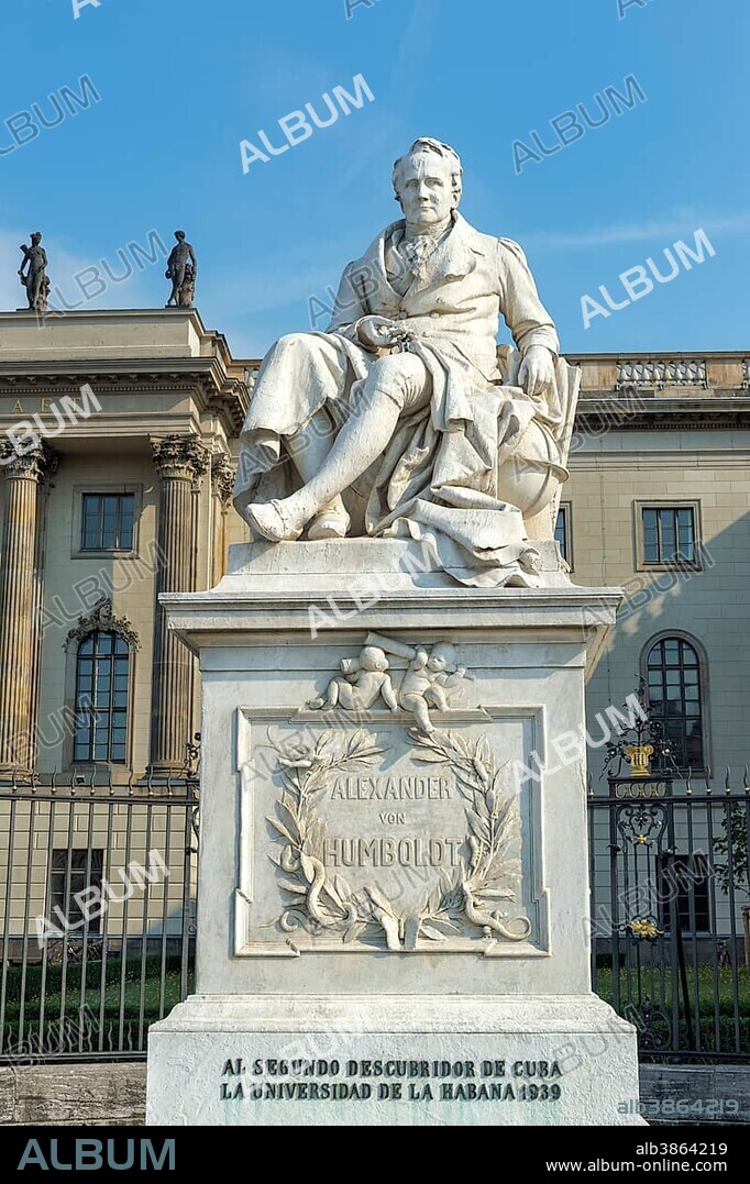 Alexander von Humboldt statue in front of Humboldt University, Unter den Linden street, Berlin, Germany