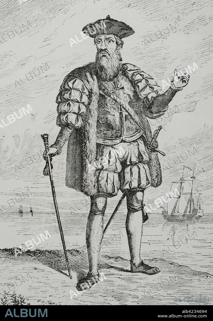 Vasco da Gama, 1st Count of Vidigueira (1460-1524). Portuguese explorer. He was the first European to reach India by sea. Engraving. Museo Militar, 1883.