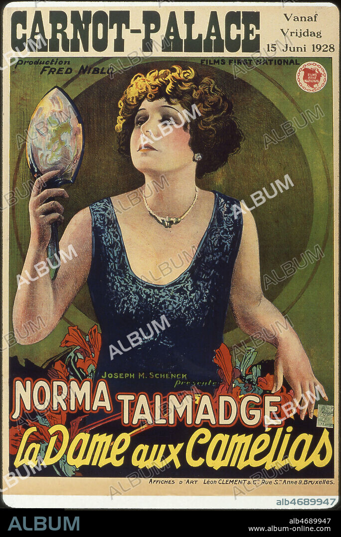 'La dame aux camelias' Affiche du film qui est aussi connu sous le nom de 'Camille' realise en 1927 par Fred NIBLO (1874-1948) d'apres l'oeuvre d'Alexandre DUMAS Fils (1824-1895) avec Norma TALMADGE (1897-1957). Credit : Coll. Perron/KHARBINE-TAPABOR.
