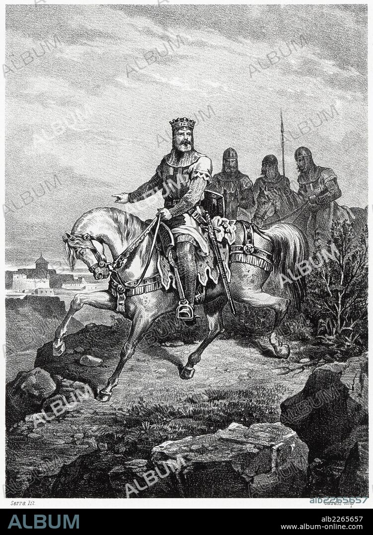Historia de España. El rey Alfonso VIII de Castilla (1155-1214). Grabado de 1872.