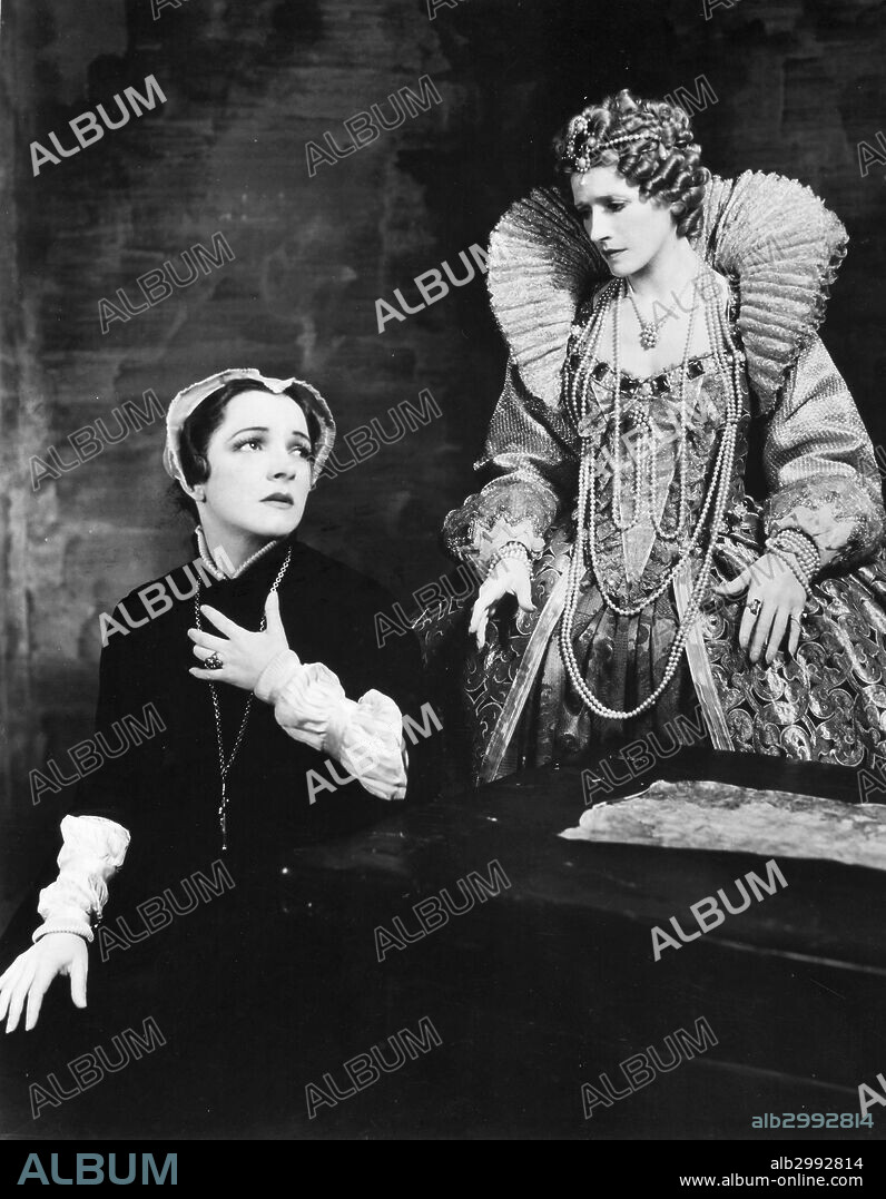 HELEN HAYES (1900-1993).American actress. As Mary Stuart (left) with Helen Mencken as Queen Elizabeth in Maxwell Anderson's 'Mary of Scotland,' 1933.