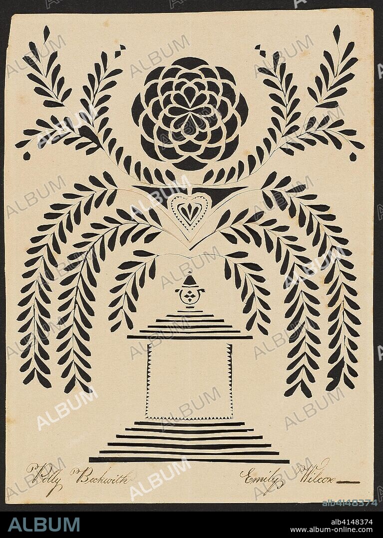 A Condolence Card. Emily Wilcox; American, 19th century. Date: 1825-1835. Dimensions: 282 x 256 mm. Paper cutout. Origin: United States.
