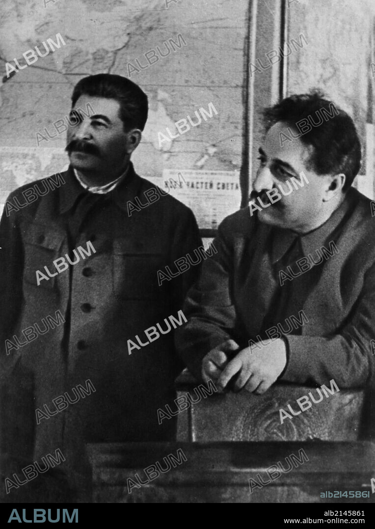 Grigoriy konstantinovich ordzhonikidze (sergo ordzhonikidze), people's commissar of heavy industry with josef stalin welcoming a delegation from the georgian soviet socialist republic to moscow on march 19, 1936.