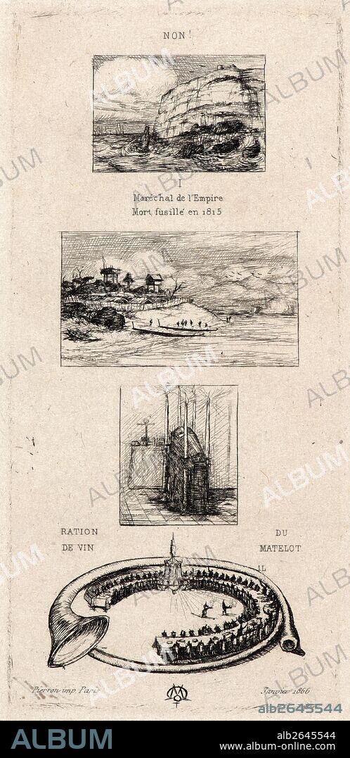 Charles Meryon (French, 1821 - 1868). Rebus: No, Morny is not Dead for he is Marrying Again (Rébus: Non, Morny n'est pas Mort car il Noce Encore), 19th century. Etching.