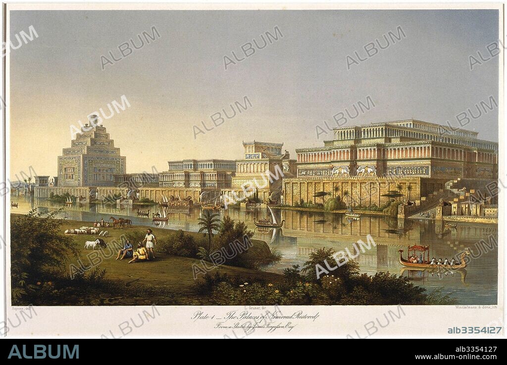 ANONYMOUS. The Palaces of Nimrud Restored (From "Discoveries in the Ruins of Nineveh and Babylon" by Austen Henry Layard).