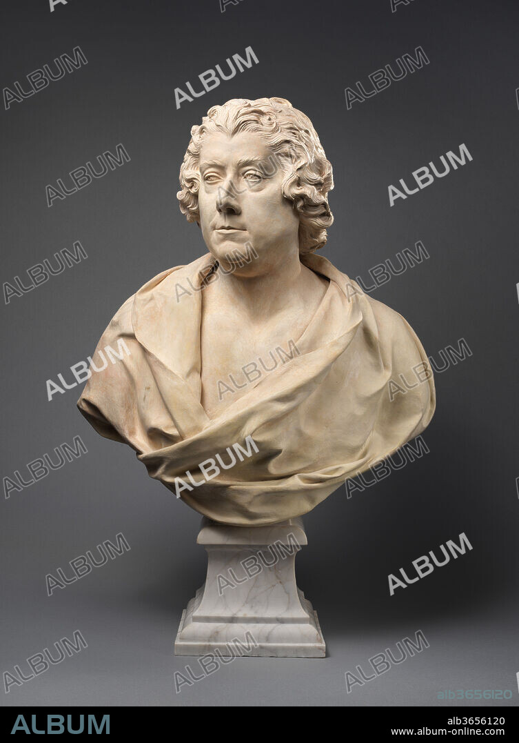 Francesco Bernardi known as Il Senesino (1686-1758). Artist: Louis François Roubiliac (British (born France), Lyons 1695/1702-1762 London). Culture: British. Dimensions: Overall (bust on socle, confirmed): 31 3/4 × 21 9/16 × 9 1/2 in., 71.6 lb. (80.6 × 54.8 × 24.1 cm, 32.5 kg);
Overall (bust only): 24 1/4 × 21 9/16 × 8 15/16 in. (61.6 × 54.8 × 22.7 cm). Date: ca. 1735.