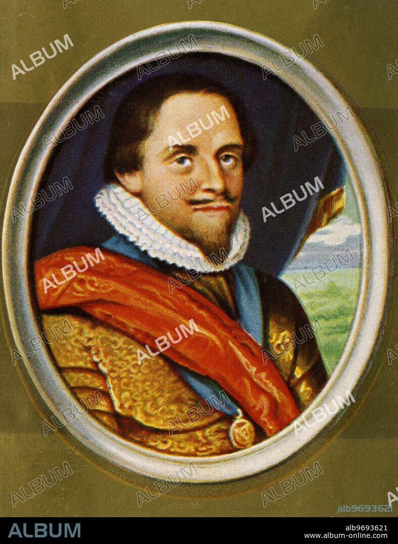 Moritz von Oranien - Statthalter der Niederlande (1567-1625) after a miniature by B. Gerbier. Maurice of Nassau (Dutch: Maurits van Nassau) (14 November 1567 - 23 April 1625), Prince of Orange (1618 - 1625), son of William the Silent and Princess Anna of Saxony, was born at the castle of Dillenburg. He was named after his maternal grandfather, the Elector Maurice of Saxony. ©TopFoto. ©TopFoto.
