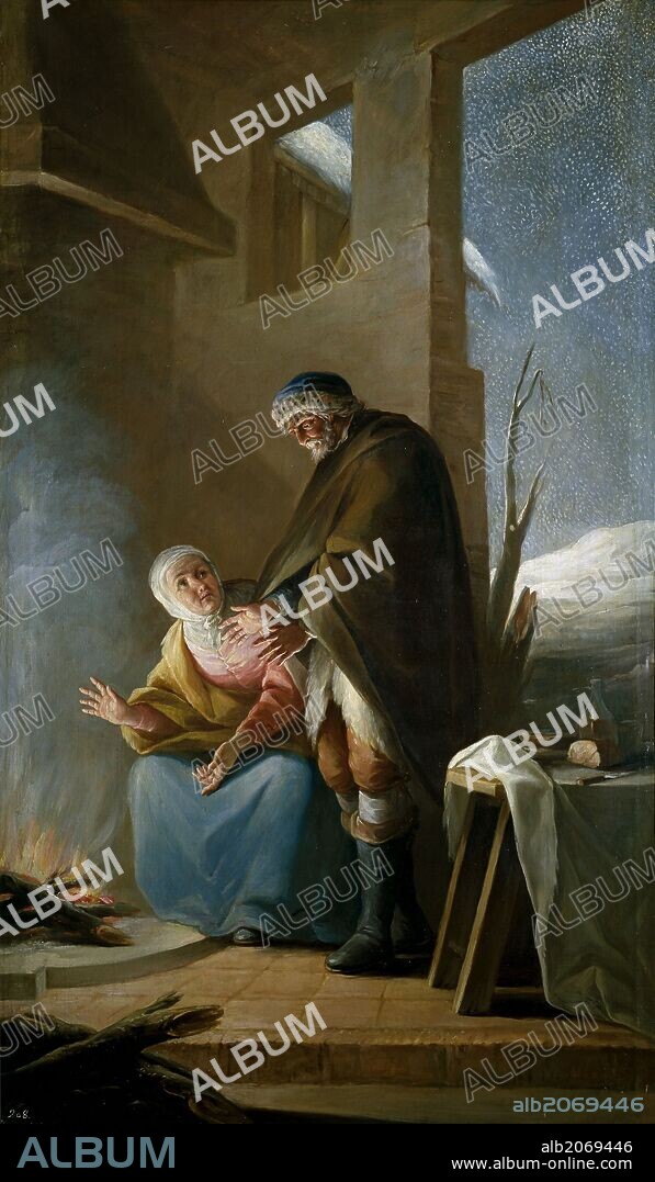 Mariano Salvador Maella / 'El invierno', 1805-1806, Escuela Española, Óleo sobre Lienzo, 143 cm x 85 cm, P02500.