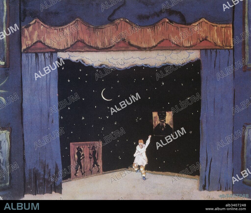Set design for the 1920 production of the Stravinsky ballet 'Petrushka'.