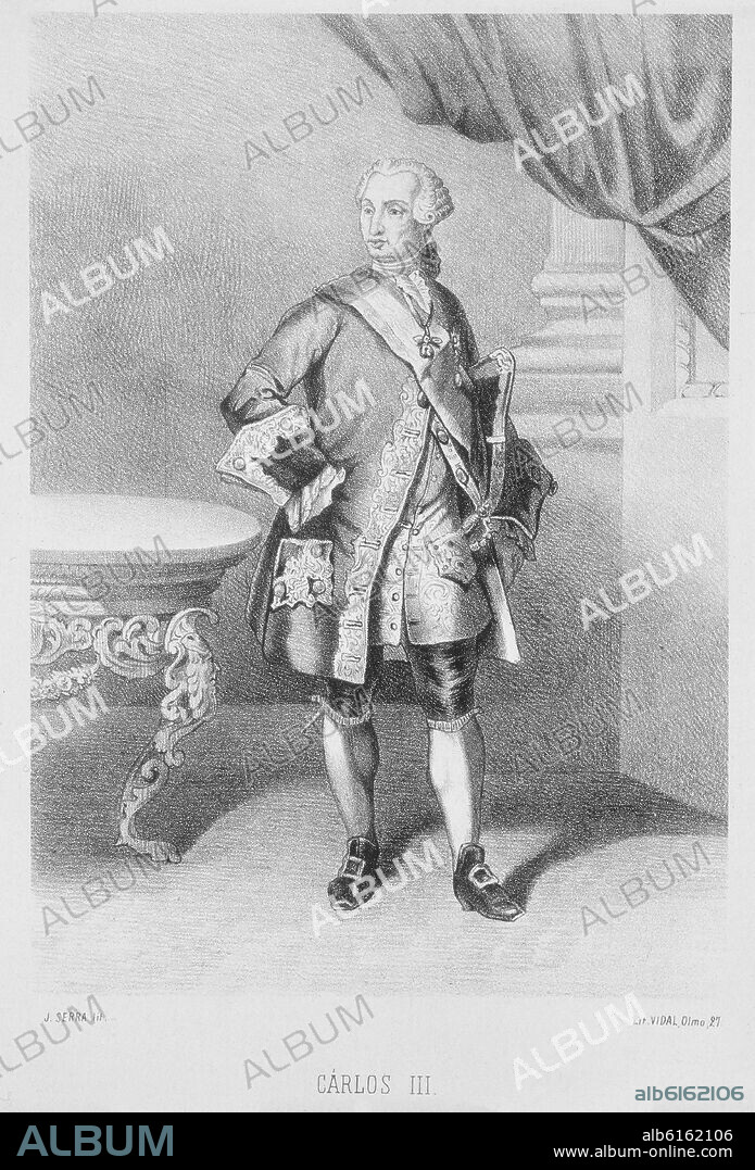 H ESPAÑA-CARLOS III REY NAPOLES-ESPAÑA-HIJO FELIPE V -.