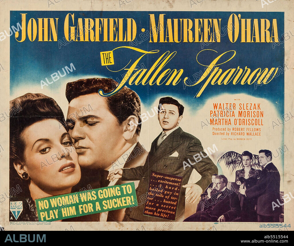 JOHN GARFIELD y MAUREEN O'HARA en PERSEGUIDO, 1943 (THE FALLEN SPARROW), dirigida por RICHARD WALLACE. Copyright RKO.