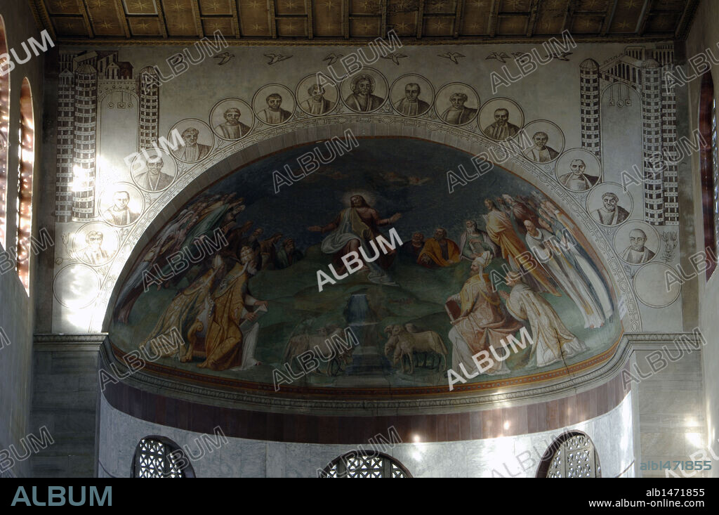 TADDEO ZUCCARI. ARTE RENACIMIENTO. ITALIA. BASILICA DE SANTA SABINA. Construída por Pedro de Illira entre el 425 y el 432 y reformada posteriormente. Detalle del FRESCO DEL ABSIDE, obra de Taddeo Zuccaro de 1559. ROMA.