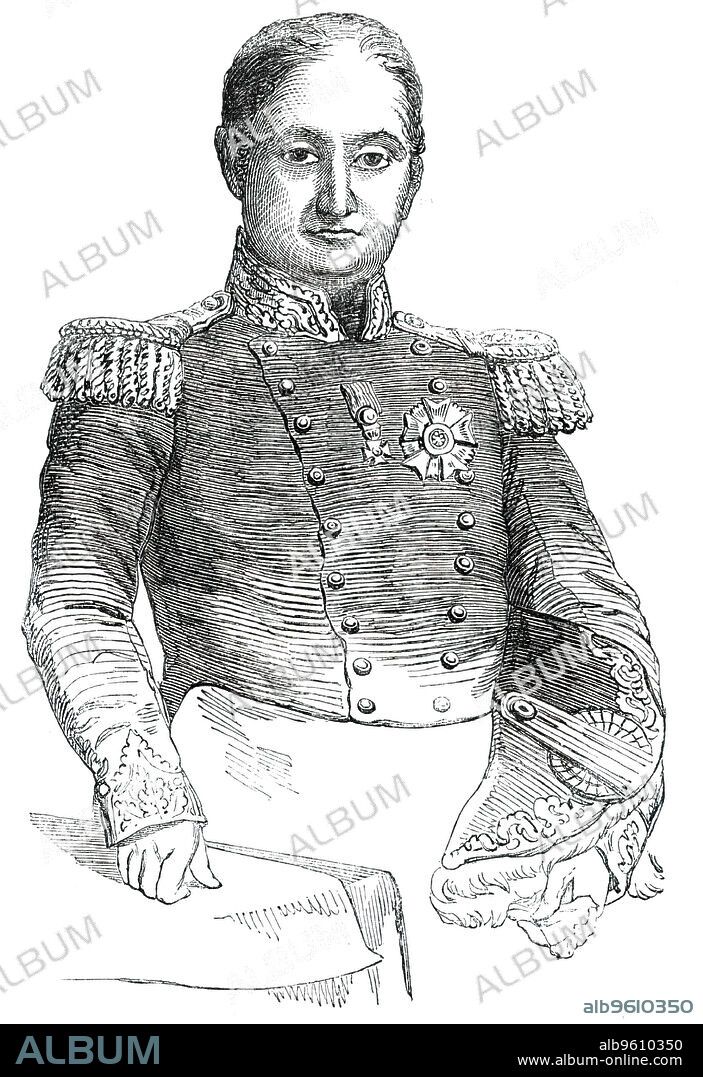 Jerome Napoleon Bonaparte, 1850. 'The ex-King Jerome has just been raised to the dignity of Marshal of France...Jerome Napoleon Bonaparte, the youngest of the brothers of Napoleon, was born at Ajaccio, in the island of Corsica, on the 15th of November, 1784...in 1803, [he] married a Miss Elizabeth Patterson, the daughter of a Baltimore merchant. When the young couple came to Europe, in 1805, Napoleon would not receive the bride as a member of the Imperial family; and at length, not without opposition on the part of the young sailor, the marriage was annulled, after one or two children had been born'. From "Illustrated London News", 1850.
