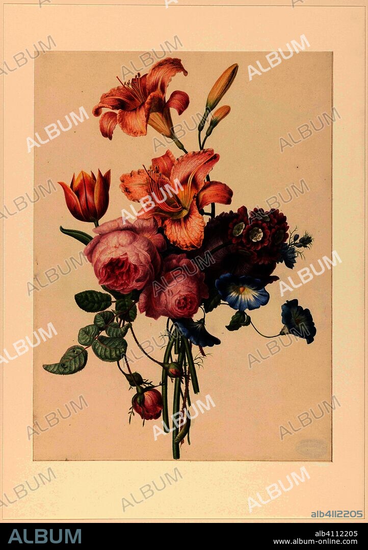 A Bouquet. Draughtsman: Henriëtte Geertruida Knip. Dating: c. 1820. Measurements: h 462 mm × w 338 mm.