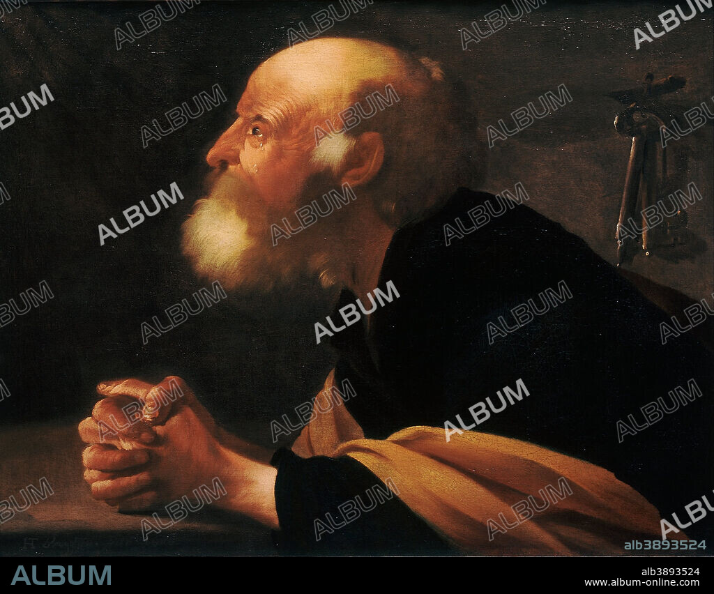 HENDRICK TER BRUGGHEN. The Repentant Peter. Date/Period: 1616. Painting. Height: 67.70 mm (2.66 in); Width: 85.80 mm (3.37 in).