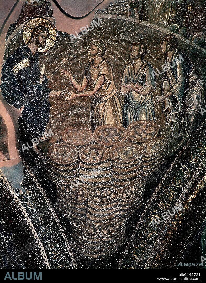 MILAGRO PANES Y PECES - MOSAICO BIZANTINO  - SIGLO XIV.