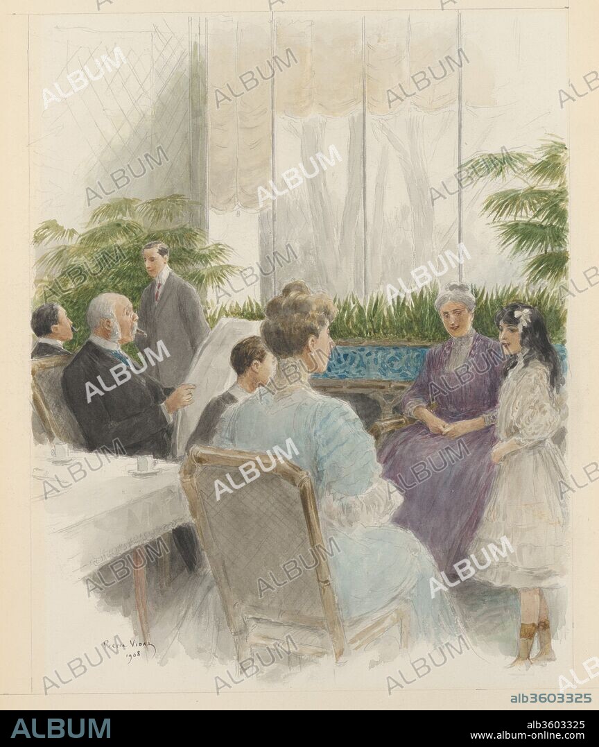 Monument du Costume. La Vie Mondaine a Paris. 70 aquarelles (...) pour Mr. Henri Béraldi, celebre bibliophile. Artist: Marie-Louis-Pierre Vidal (French, Tours, 1849-1929 (?)). Dimensions: Overall: 16 x 12 3/8 in. (40.6 x 31.4 cm). Date: ca. 1913.