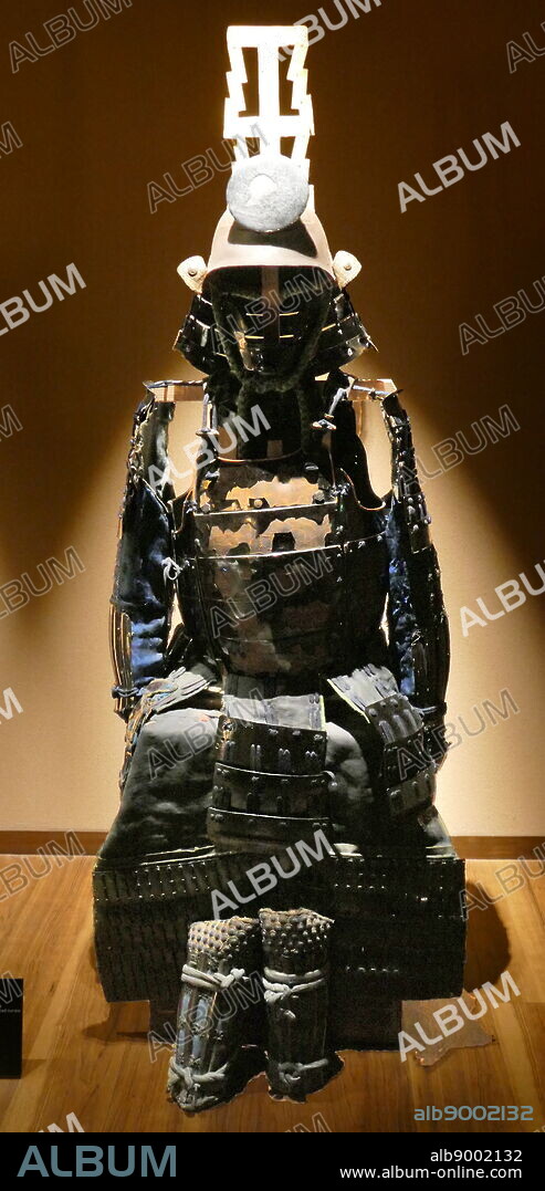 17th century Japanese samurai armour. Showing helmet and full tunic.