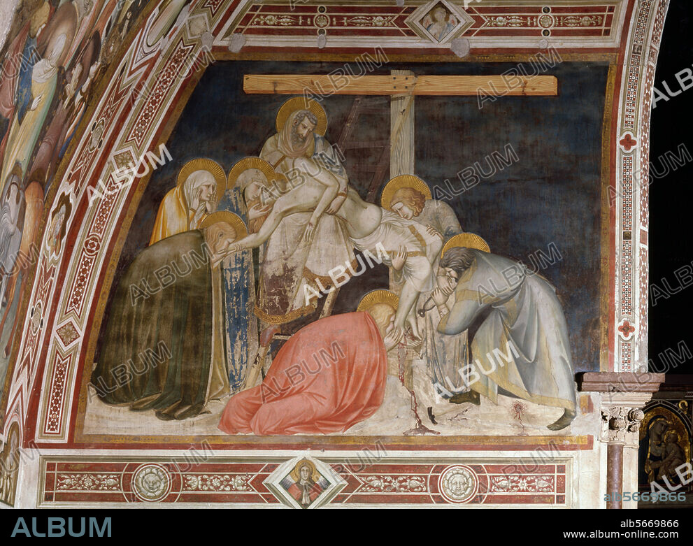 PIETRO LORENZETTI. Lorenzetti, Pietro ; v. 1280 - v. 1348. "La Déposition du Christ". Fresque, v. 1325-30. Assise, San Francesco (église inférieure, transept ouest, aile sud).
