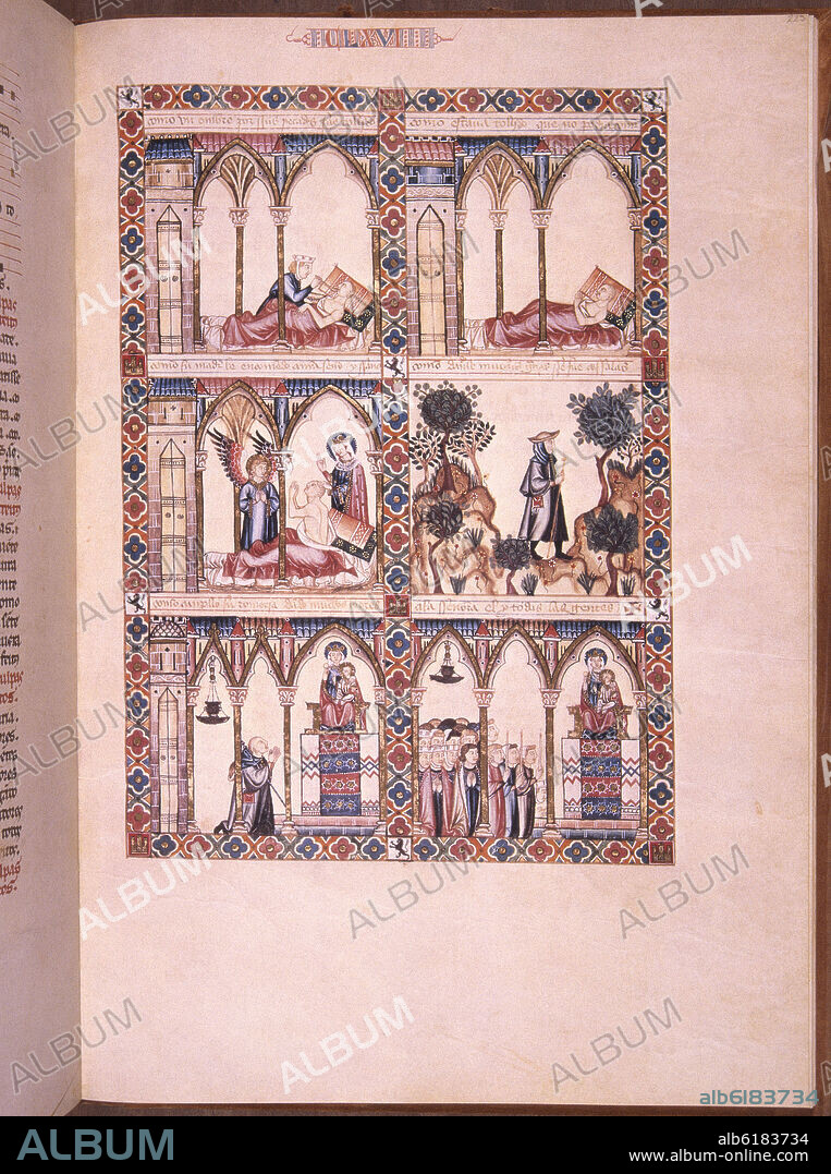 ALFONSO X EL SABIO (1221-1284). MTI1 - CANTIGA DE SANTA MARIA Nº 166 - F225R - HOMBRE TULLIDO ES CURADO POR LA VIRGEN DE SALAS - SIGLO XIII.