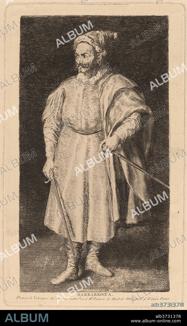 FRANCISCO DE GOYA AFTER DIEGO VELáZQUEZ. Barbarroxa. Dated: probably 1778. Medium: etching, aquatint, burin and roulette [trial proof].