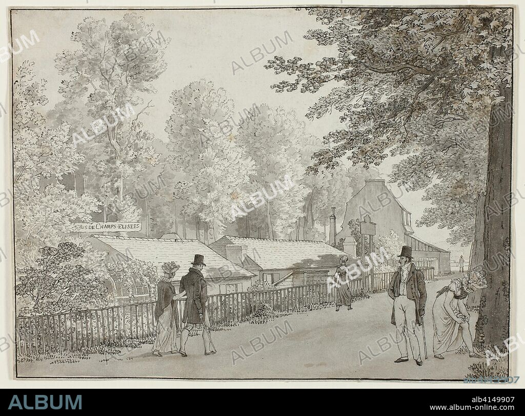Relais, Avenue des Champs-Élysées, Paris (recto); Scene from the Life of Odysseus (verso). Christoffer Wilhelm Eckersberg; Danish, 1783-1853. Date: 1812. Dimensions: 222 × 297 mm. Pen and black ink, with brush and gray and brown washes, over graphite (recto); graphite and pen and black ink (verso) on off-white wove paper. Origin: Denmark.
