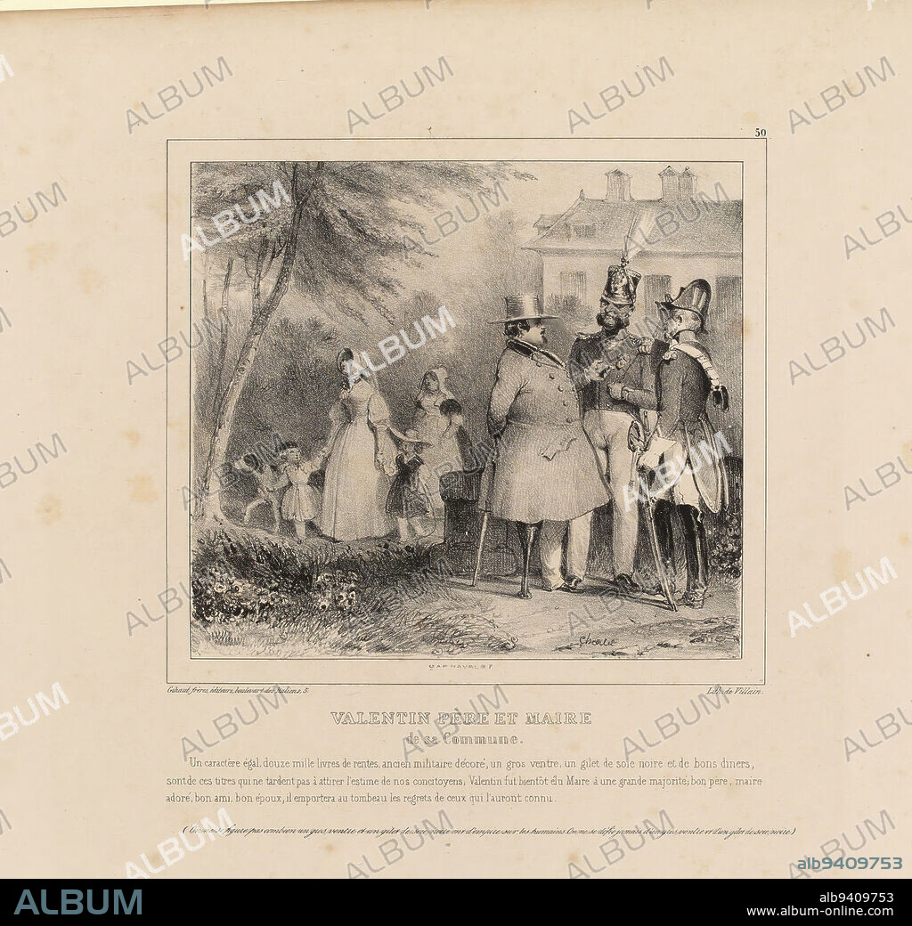 Valentin father and mayor... / 50, Charlet, Nicolas-Toussaint, Draftsman-lithographer, Villain, Jean-François, Printer-lithographer, Gihaut Frères, Publisher, Array, Prints, Graphic arts, Album, Lithography, Paris, Paris, Paris, Dimensions - Work: Height: 26.8 cm, Width: 34.8 cm.