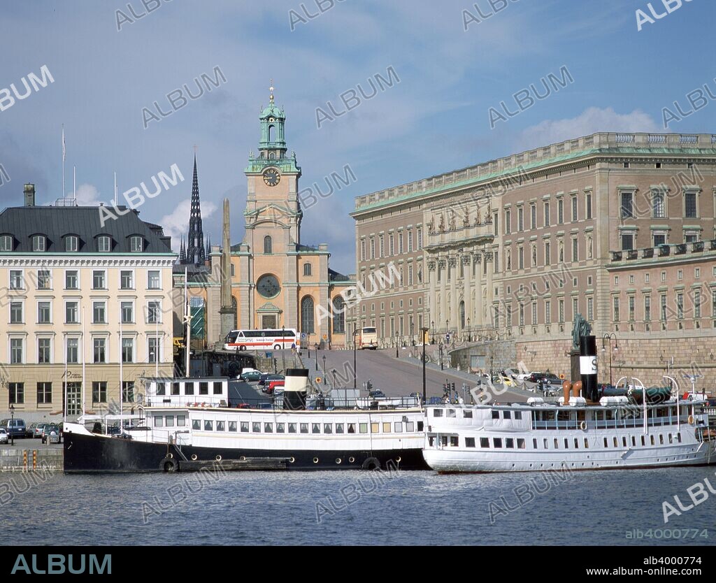 Royal Palace, Stockholm, Sweden. The official residence of the Swedish monarch, Stockholm Palace was built in Baroque style between 1697 and 1760. The architect was Nicodemus Tessin the Younger.