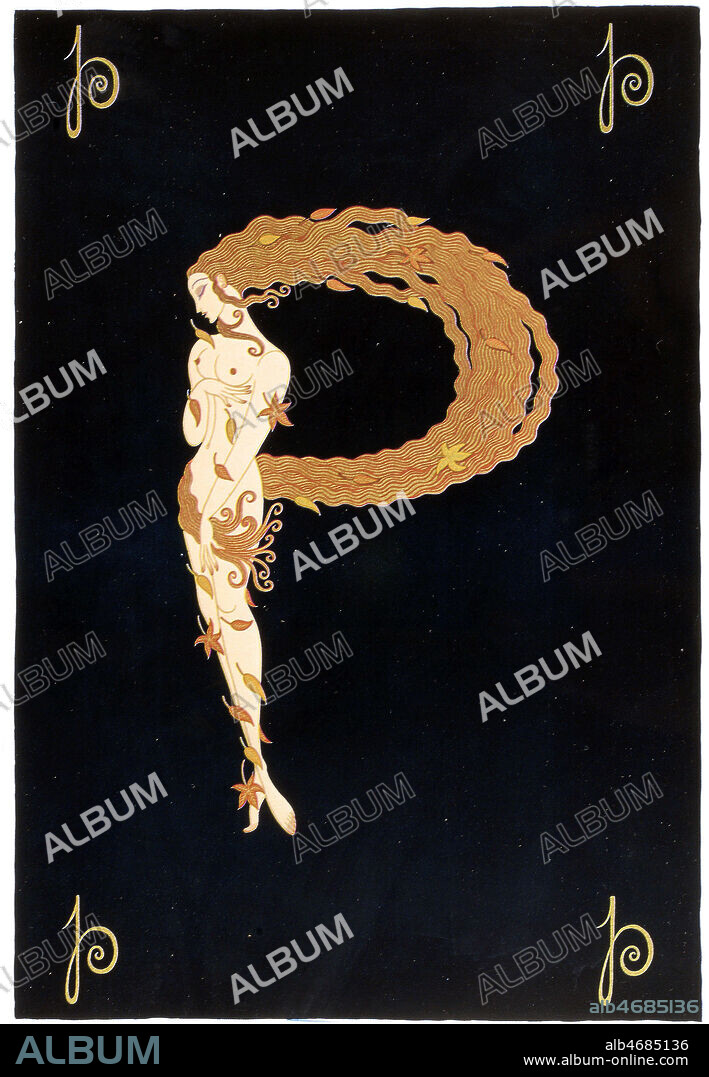 P - ERTE, alphabet, illustration pour une serie de lettres, commencee en 1927. ROMAIN de TIRTOFF dit ERTE (1892-1990= ADAGP) , Collection privee. Credit JEAN VIGNE/KHARBINE TAPABOR.