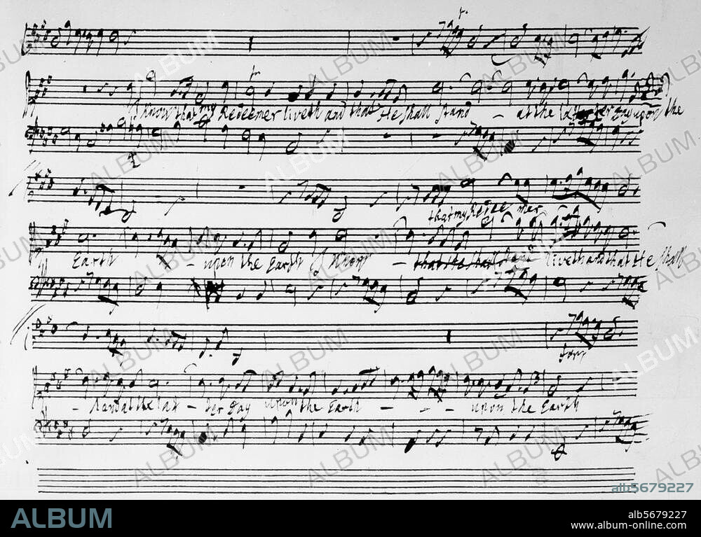 Händel, Georg Friedrich Komponist, 1685-1759. Werke: Messias (Oratorium; 1742). "Ich weiß, daß mein Erlöser lebt ...". Eigenhändige Partiturseite.