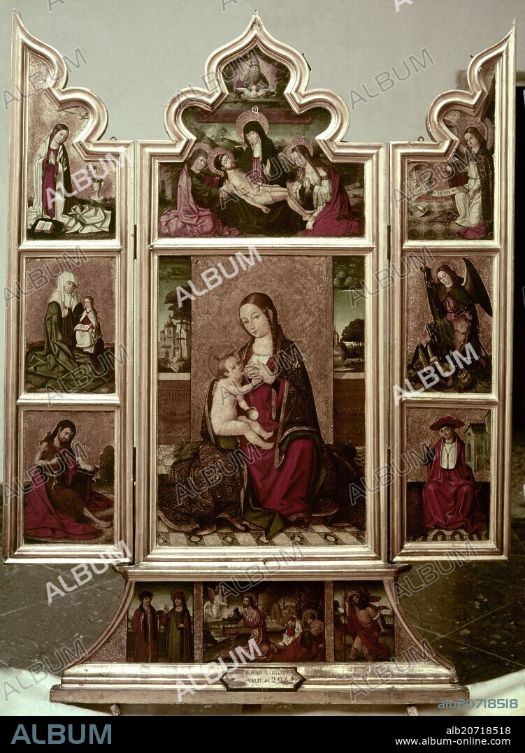 NICOLÁS FALCÓ. Nicolás Falcó / 'Tríptico de la Virgen de la leche', c. 1500, óleo sobre tabla, 104 x 103 cm.