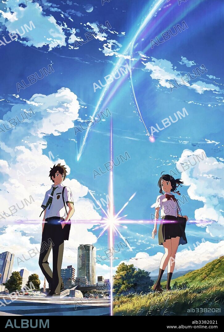 Poster de YOUR NAME, 2016 (KIMI NO NA WA), dirigida por MAKOTO SHINKAI. Copyright AMUSE/THE ANSWER STUDIO/COMIX WAVE FILM/EAST JAPAN MARKETING.
