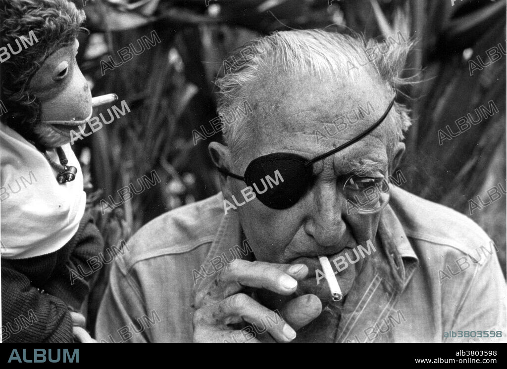 Fritz Lang, Film Director, Smoking with Monkey