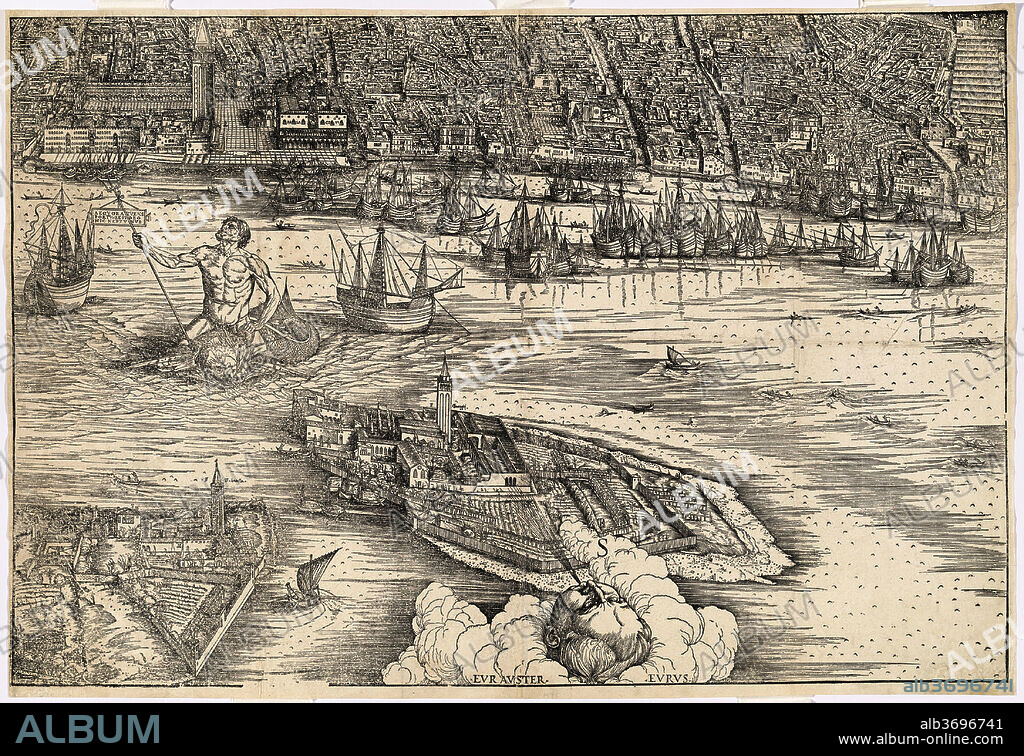 JACOPO DE' BARBARI. View of Venice [lower center block]. Dated: 1500. Medium: woodcut.