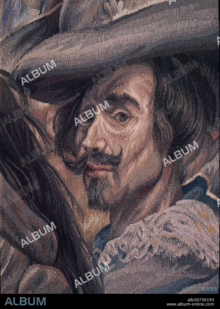 DETALLE DEL ROSTRO DE VELAZQUEZ - TAPIZ LAS LANZAS O LA RENDICION DE BREDA.