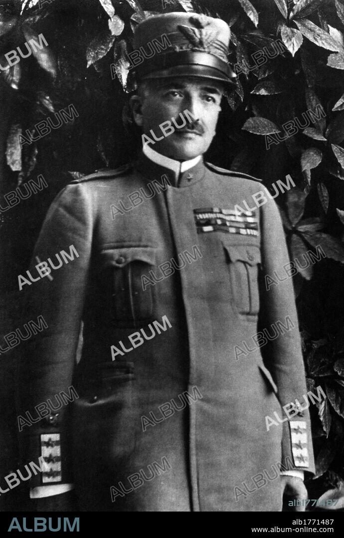 Armando Diaz in full uniform. Italian General Armando Diaz posing after a promotion due to his war record. Italy, 1910s.