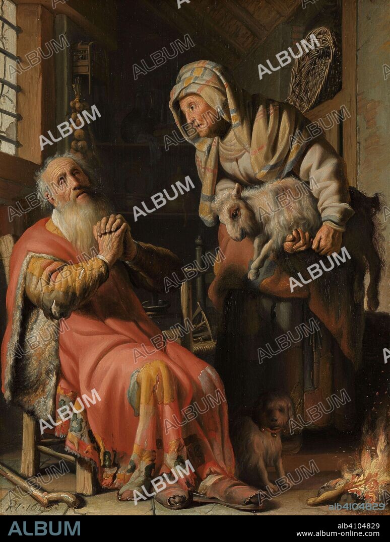 REMBRANDT VAN RIJN (MENTIONED ON OBJECT). Tobit and Anna with the Kid. Dating: 1626. Measurements: h 39.5 cm × w 30 cm.