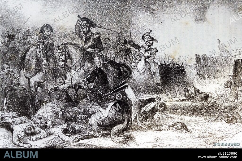 Engraving depicting the Battle of Ocaña, during the Peninsular War. Dated 1812.