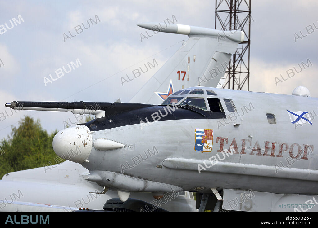 Close-up of the nose cone on a Tu-142MR anti-submarine airplane of the Russian Navy, Fedotovo, Russia.