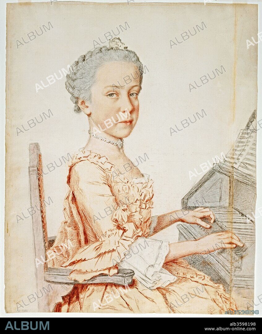 JEAN-ETIENNE LIOTARD. Archduchess Maria Josepha of Austria (1751-1767), at a Harpsichord.