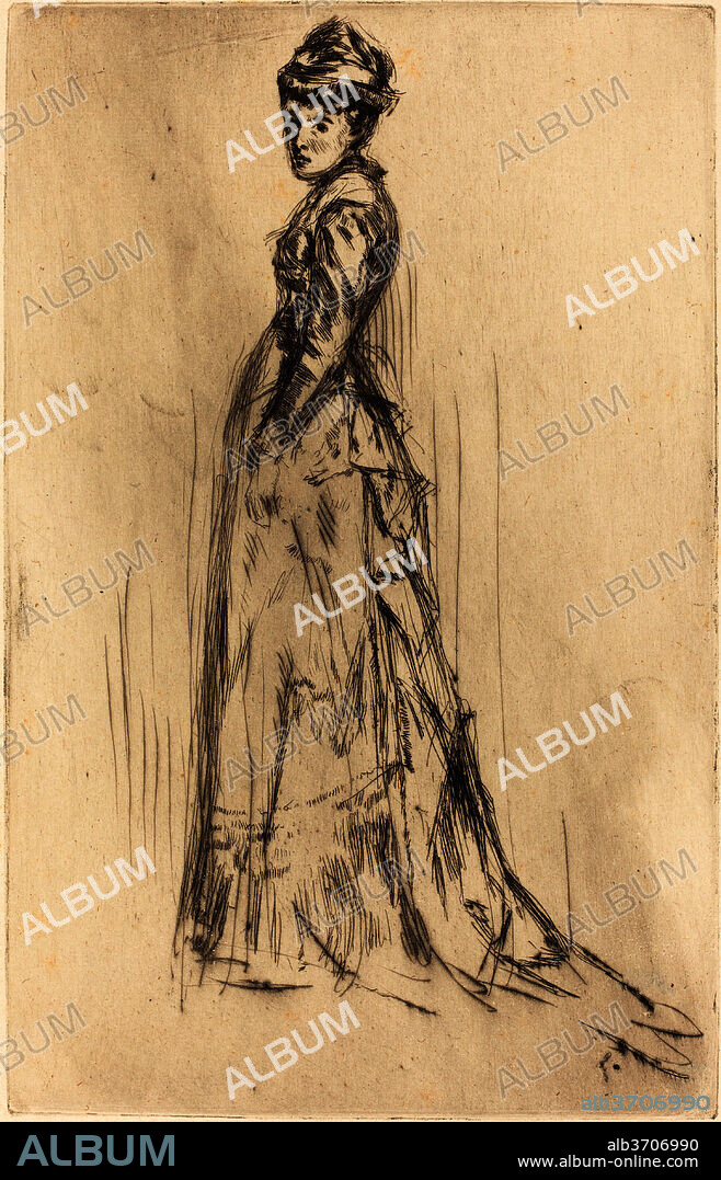 JAMES ABBOTT MCNEILL WHISTLER. The Silk Dress. Dated: c. 1873. Dimensions: plate: 20.64 x 13.02 cm (8 1/8 x 5 1/8 in.)  sheet: 28.26 x 20.64 cm (11 1/8 x 8 1/8 in.). Medium: drypoint.