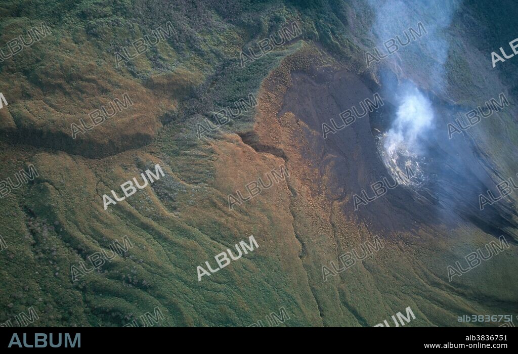 Lokon volcano from the air. Minahasa, North Sulawesi, Indonesia.