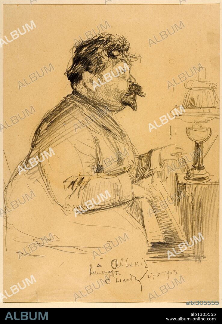 Dibujo de Isaac Albéniz por Darío de Regoyos.