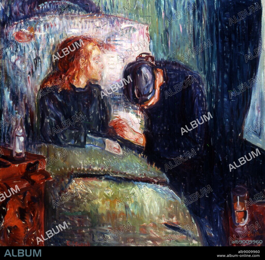 The Sick Child (Det syke barn), one of six paintings and a number of lithographs, drypoints and etchings completed by the Norwegian artist Edvard Munch (1863-1944), between 1885 and 1926. All record a moment before the death of his older sister Johanne Sophie (1862-1877) from tuberculosis at 14.