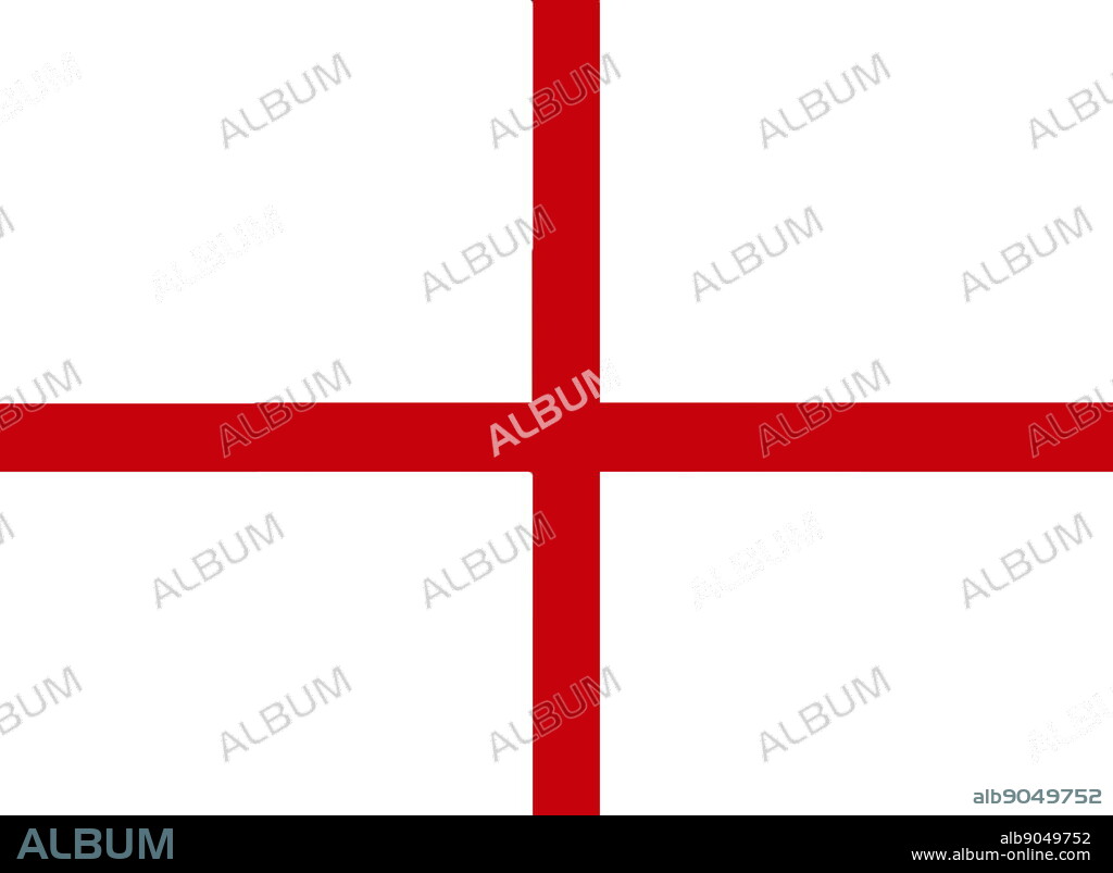 Illustration depicting the Flag of England derived from St. George's Cross. The association of the red cross as an emblem of England can be traced back to the Middle Ages. Dated 20th Century.